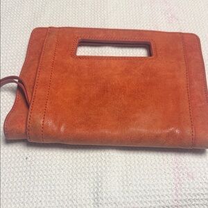 HOBO Vibrant Orange Leather Wristlet